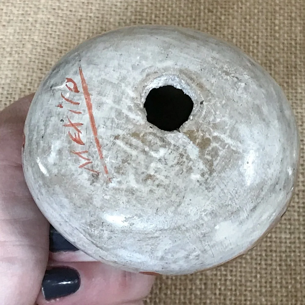 SOLD Mexican Folk Art Pottery Tonala Bird Figurine Earthy Boho Hand Painted - Picture 5 of 5